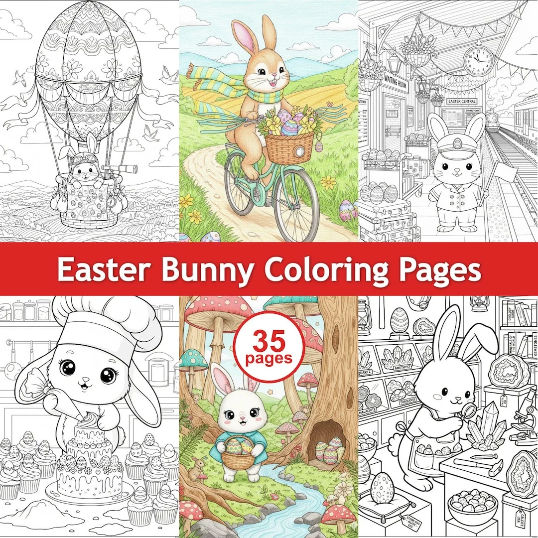 Thumbnail 1 for Easter Bunny Coloring Pages PDF