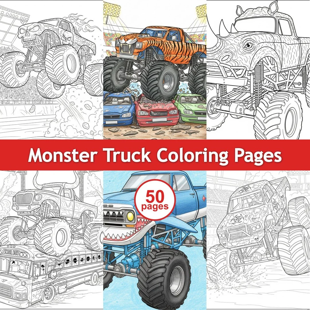 Thumbnail 1 for Monster Truck Coloring Pages PDF